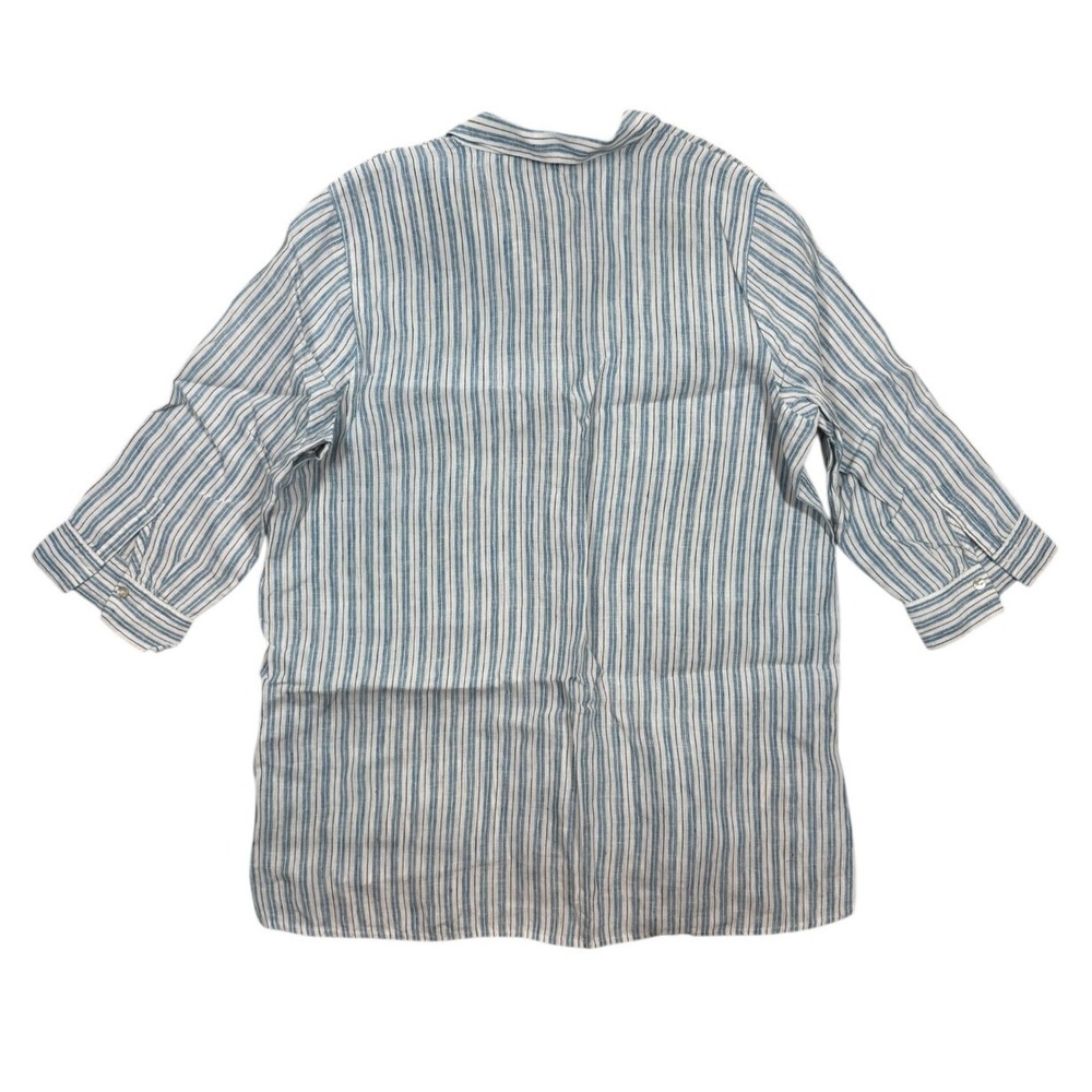 J.Jill Love Linen Women's Blue Striped High Low Hem Popover Tunic Blouse Size M - Picture 3 of 7